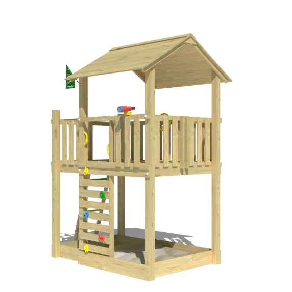 Jungle Chalet | Wooden climbing frame with fireman's pole Jungle Chalet | Wooden climbing frame with fireman's pole