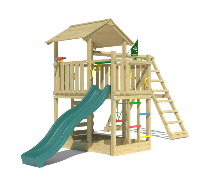 Jungle Chateau | Wooden climbing frame with swing & climbing net Jungle Chateau | Wooden climbing frame with swing & climbing net