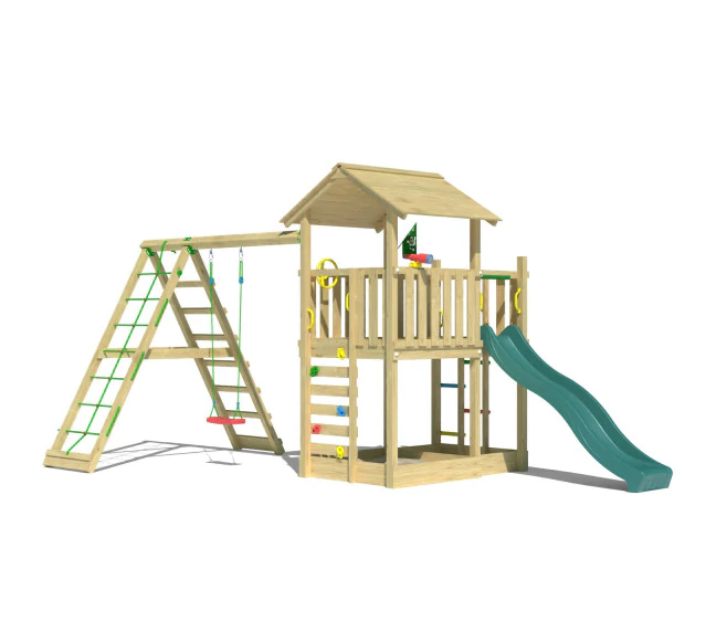 Jungle Chateau | Wooden climbing frame with swing & climbing net Jungle Chateau | Wooden climbing frame with swing & climbing net