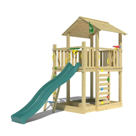 Jungle Chalet | Wooden climbing frame with slide Jungle Chalet | Wooden climbing frame with slide