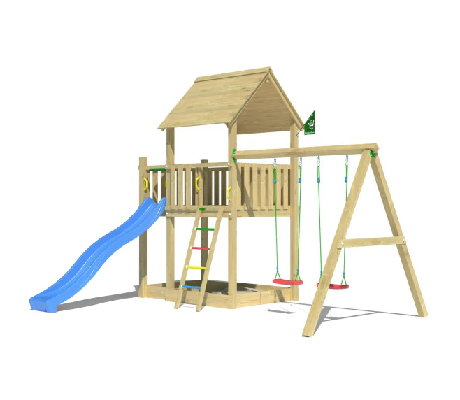 Jungle Silvi | Wooden climbing frame with double swing Jungle Silvi | Wooden climbing frame with double swing