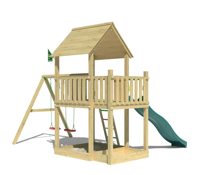 Jungle Silvi | Wooden climbing frame with double swing Jungle Silvi | Wooden climbing frame with double swing