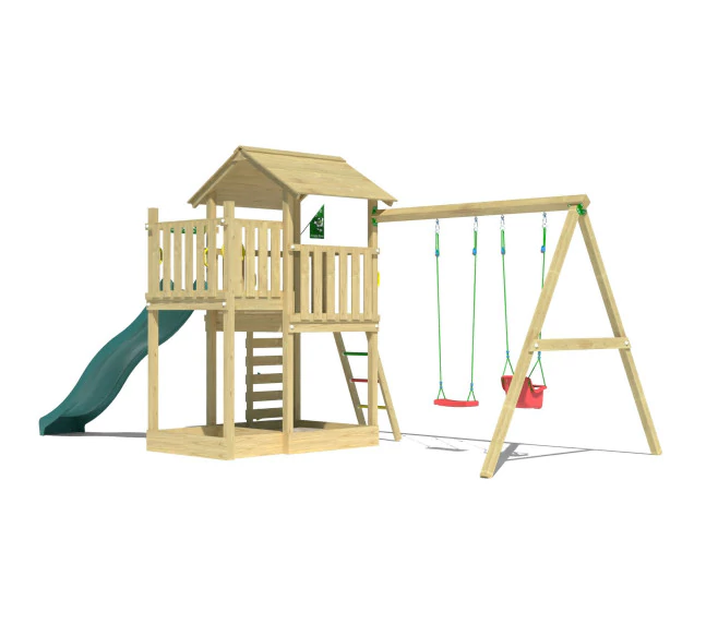 Jungle Arbour | Wooden climbing frame with double swing Jungle Arbour | Wooden climbing frame with double swing