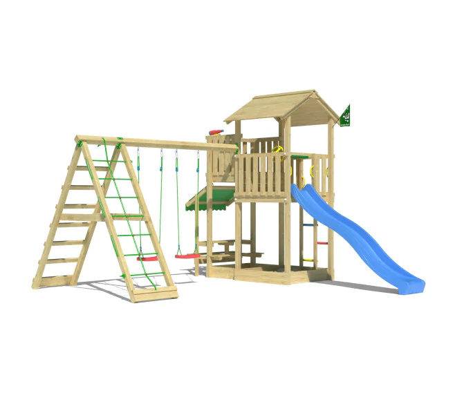 Jungle Veranda | Wooden climbing frame with swings & climbing net Jungle Veranda | Wooden climbing frame with swings & climbing net