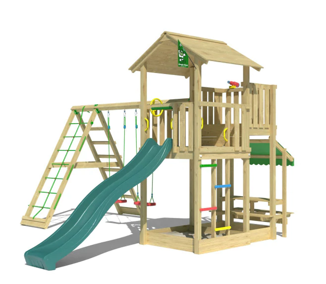 Jungle Veranda | Wooden climbing frame with swings & climbing net Jungle Veranda | Wooden climbing frame with swings & climbing net