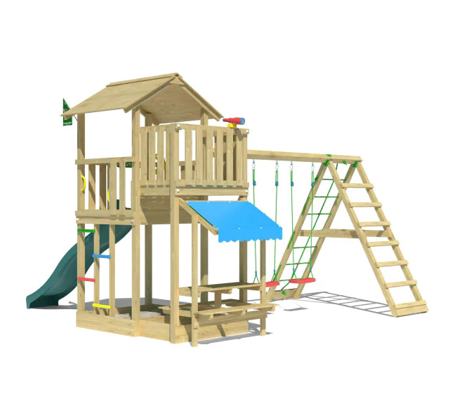 Jungle Veranda | Wooden climbing frame with swings & climbing net Jungle Veranda | Wooden climbing frame with swings & climbing net