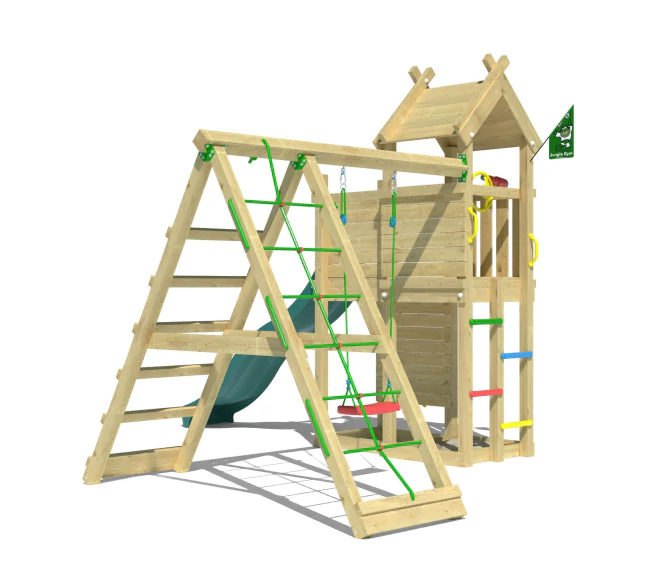 Jungle Quest | Wooden climbing frame with swing & climbing net Jungle Quest | Wooden climbing frame with swing & climbing net