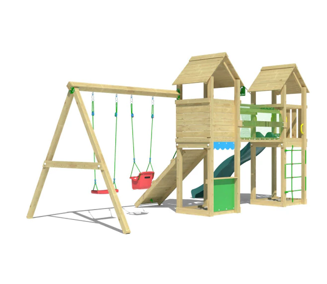 Jungle Darwin | Wooden climbing frame with double swing Jungle Darwin | Wooden climbing frame with double swing