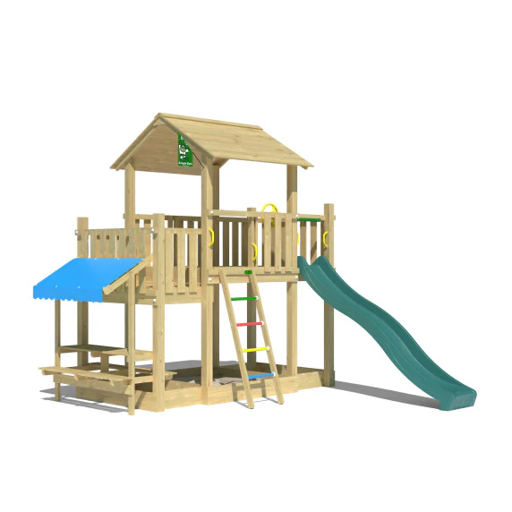 Jungle Valley | Wooden climbing frame with slide & picnic table Jungle Valley | Wooden climbing frame with slide & picnic table