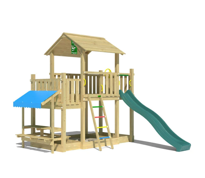 Jungle Valley | Wooden climbing frame with slide & picnic table Jungle Valley | Wooden climbing frame with slide & picnic table