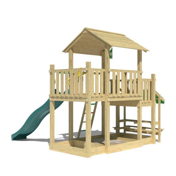 Jungle Valley | Wooden climbing frame with slide & picnic table Jungle Valley | Wooden climbing frame with slide & picnic table