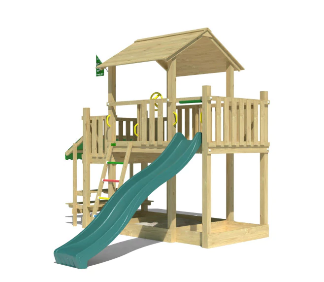 Jungle Valley | Wooden climbing frame with slide & picnic table Jungle Valley | Wooden climbing frame with slide & picnic table