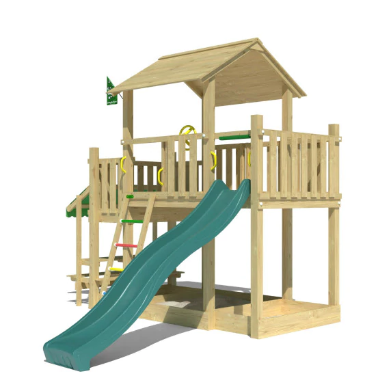Jungle Valley | Wooden climbing frame with slide & picnic table Jungle Valley | Wooden climbing frame with slide & picnic table