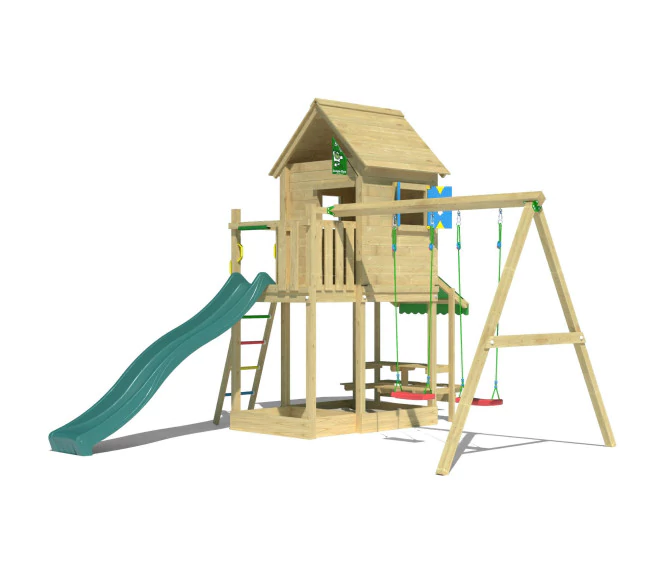 Jungle Bungalow | Wooden climbing frame with double swing Jungle Bungalow | Wooden climbing frame with double swing
