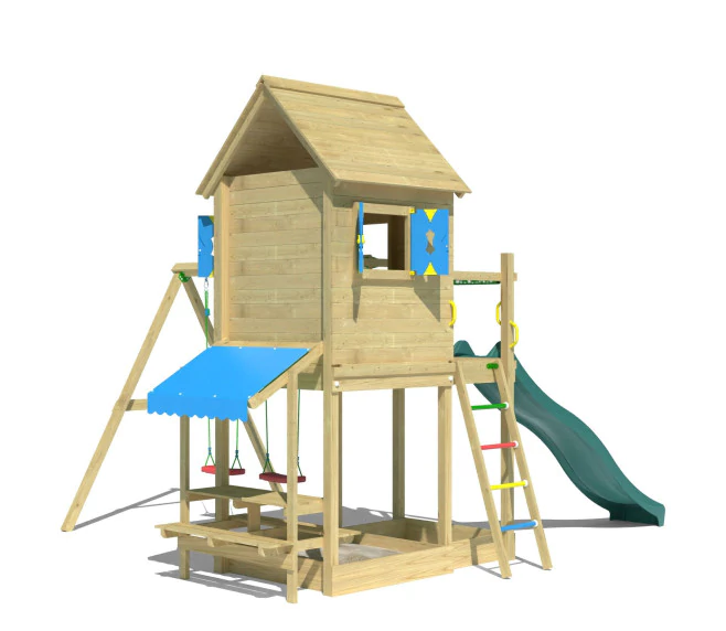 Jungle Bungalow | Wooden climbing frame with double swing Jungle Bungalow | Wooden climbing frame with double swing
