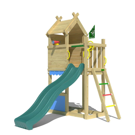 Jungle Resort | Tower playhouse with slide & market stall Jungle Resort | Tower playhouse with slide & market stall