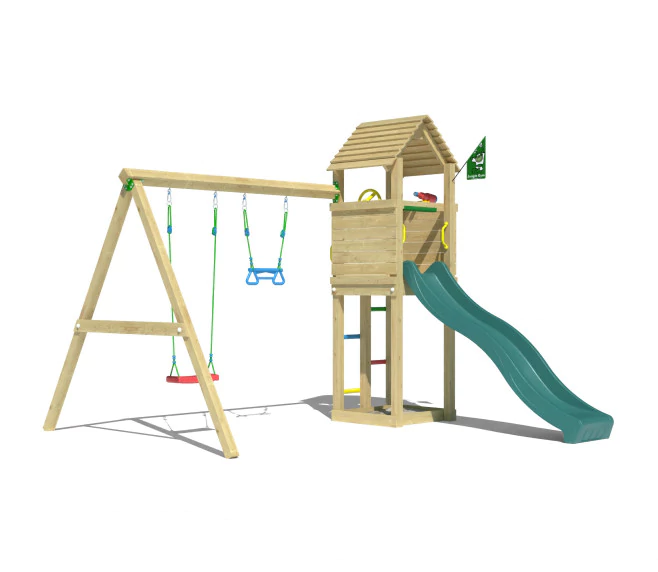 Jungle Delight | Wooden climbing frame with double swing Jungle Delight | Wooden climbing frame with double swing