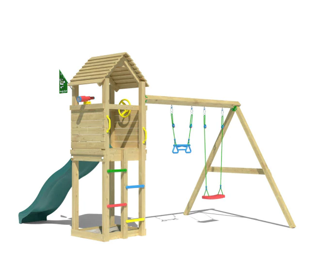 Jungle Delight | Wooden climbing frame with double swing Jungle Delight | Wooden climbing frame with double swing
