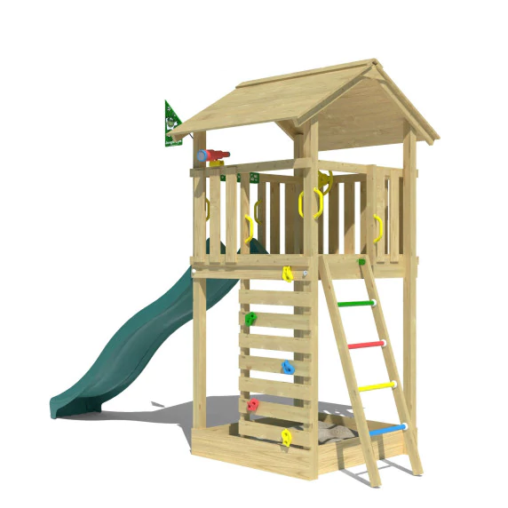Jungle Cottage | Wooden climbing frame with slide Jungle Cottage | Wooden climbing frame with slide