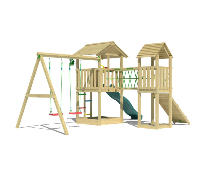 Jungle Nova | Wooden climbing frame with double swing Jungle Nova | Wooden climbing frame with double swing