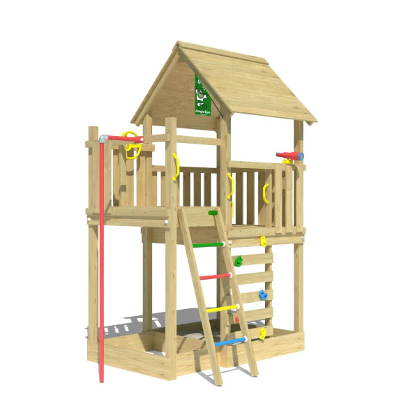 Jungle Cubby | Wooden climbing frame with fireman's pole Jungle Cubby | Wooden climbing frame with fireman's pole