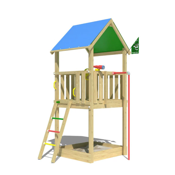 Jungle Castle | Wooden climbing frame with fireman's pole Jungle Castle | Wooden climbing frame with fireman's pole