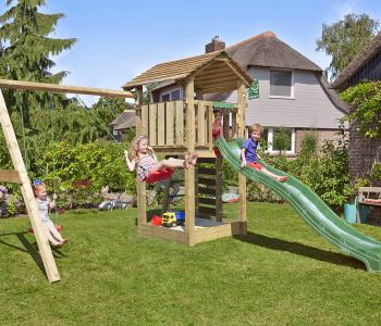 Jungle Cottage | Wooden climbing frame with double swing