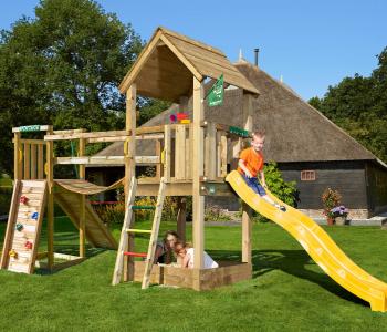 Jungle Nomad | Wooden climbing frame with swings & climbing net