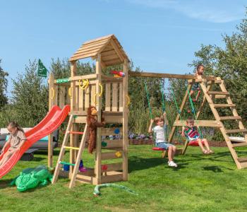Jungle Safari | Wooden climbing frame with swings & climbing net