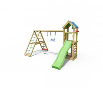 Jungle Patio | Wooden climbing frame with swings & climbing net