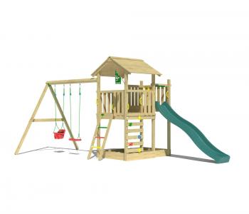 Jungle Arbour | Wooden climbing frame with double swing