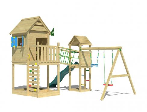 Jungle Retreat | Wooden climbing frame with double swing