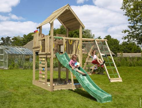 Jungle Palace | Wooden climbing frame with swing & climbing net