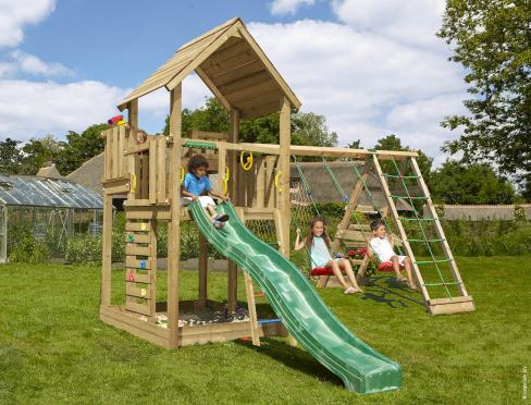 Jungle Palace | Wooden climbing frame with swings & climbing net