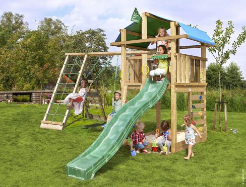 Jungle Fort | Wooden climbing frame with swings & climbing net