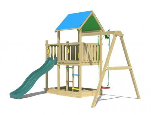 Jungle Dazzle | Wooden climbing frame with swing