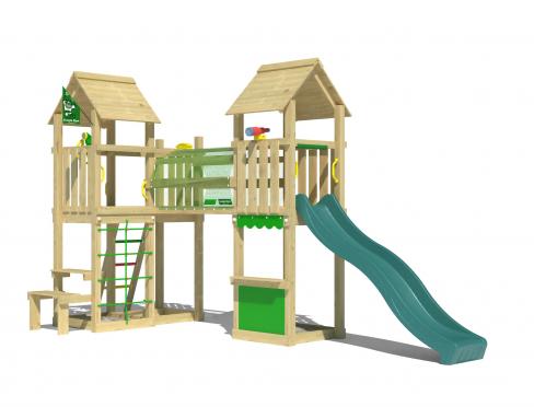 Jungle Spark | Wooden climbing frame with slide & market stall