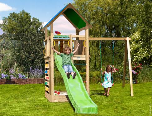 Jungle Lagoon | Wooden climbing frame with double swing