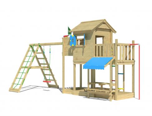 Jungle Clubhouse | Wooden climbing frame with swing & climbing net