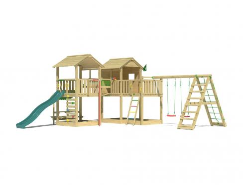 Jungle Botan | Wooden climbing frame with double swing