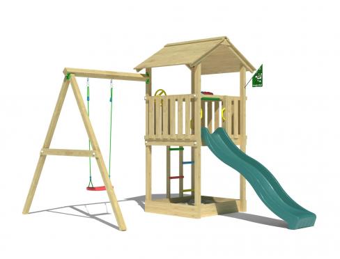 Jungle Beacon | Wooden climbing frame with swing