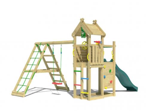 Jungle Quest | Wooden climbing frame with swing & climbing net