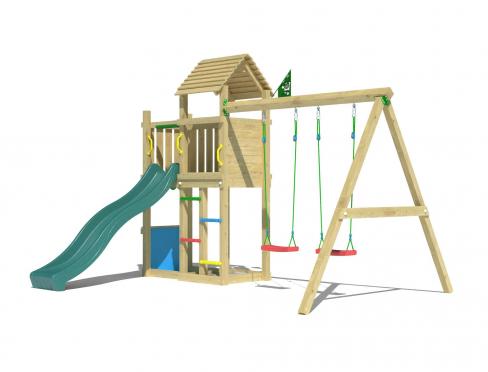 Jungle Breeze | Wooden climbing frame with double swing